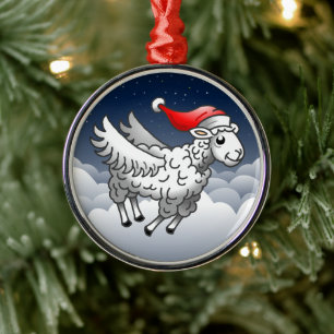 Ornement En Métal Père Noël mouton de Noël volant