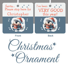Ornement En Métal Père Noël stop ici nom mignon pingouin gris