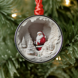 Ornement En Métal Père Noël Wonderland