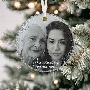 Ornement En Métal Personalized Forever in our Hearts Photo Memory