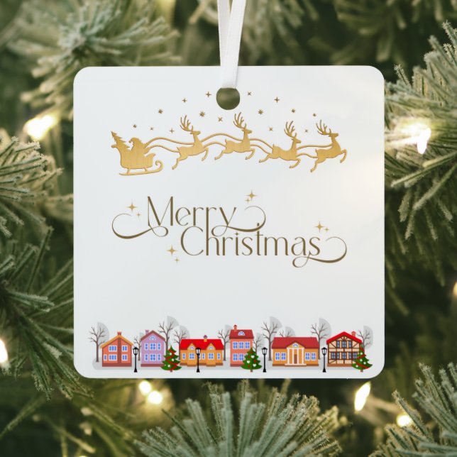 Ornement En Métal Personalized Metal Square Ornament (Insitu)