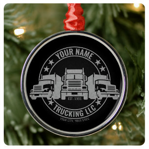 Ornement En Métal Personalized Trucker Big Rig Semi Truck Trucking