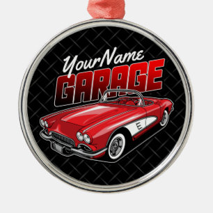 Ornement En Métal Personnalisé 1961 C1 Red Classic Sports Voiture Ga