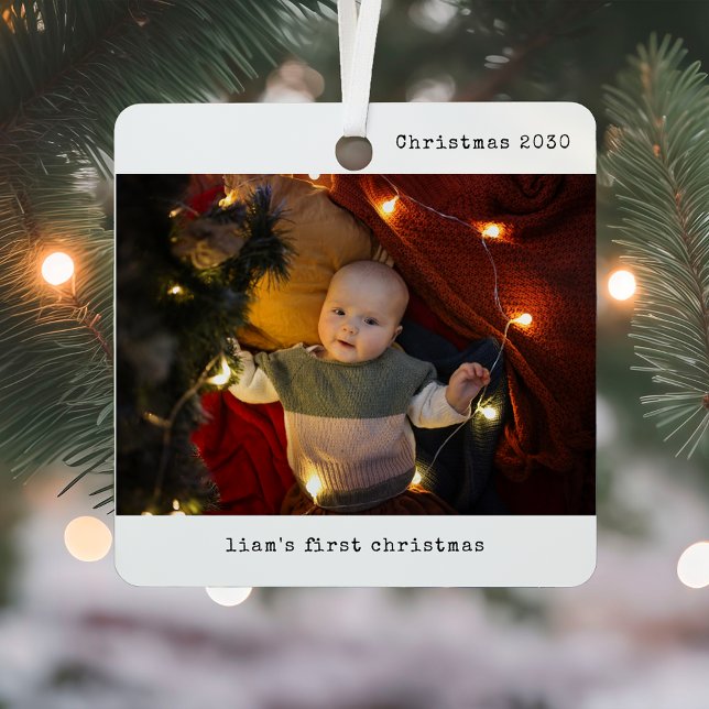 Ornement En Métal Personnalisé avec Photo Baby's First Christmas (Créateur téléchargé)