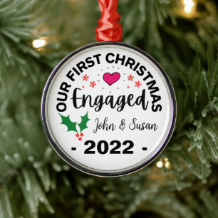Ornement En Métal Personnalisé Noël, Fiançailles Personnalisé