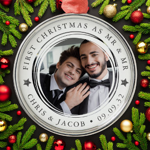 Ornement En Métal Personnalisé Premier Noël Mr & Mr Photo