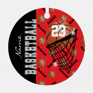 Ornement En Métal Personnaliser le basket-ball rouge