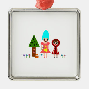 Ornement En Métal Petit chaperon rouge et grand-mère 344
