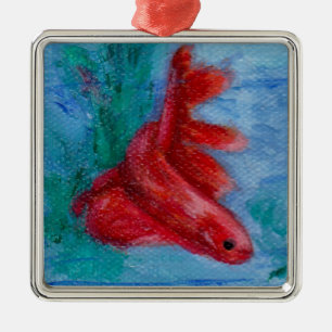 Ornement En Métal Peu de poissons rouges de Betta