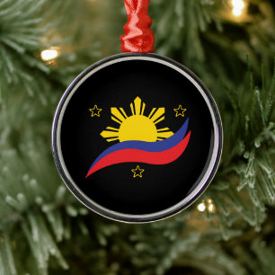Ornement En Métal Philippines Philippin Pilipino Drapeau