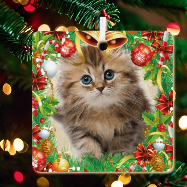 Ornement En Métal Photo Animal de compagnie Christmas Chat Kitten No (Créateur téléchargé)