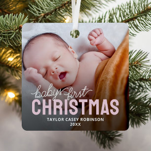 Ornement En Métal Photo Baby First Christmas
