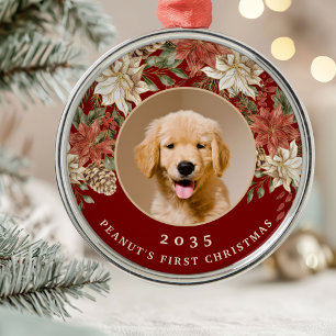 Ornement En Métal Photo de chien de Noël élégant pour le premier Noë