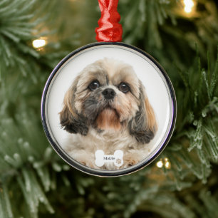 Ornement En Métal Photo de chien personnalisé pour Noël