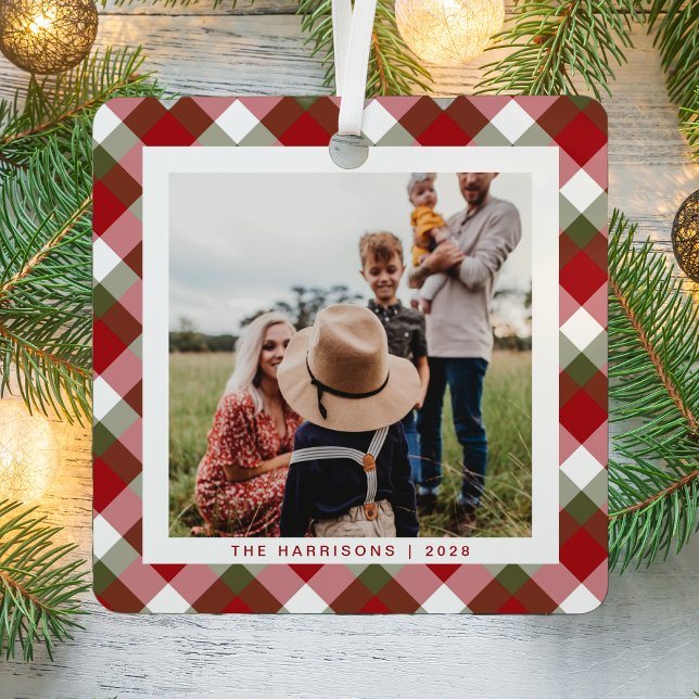 Ornement En Métal Photo Plaid saisonnière de Noël (Créateur téléchargé)