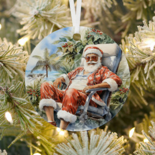 Ornement En Métal Plage tropicale Noël Père Noël Père Noël