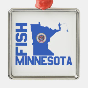 Ornement En Métal Plan de l'État du Minnesota de Poisson