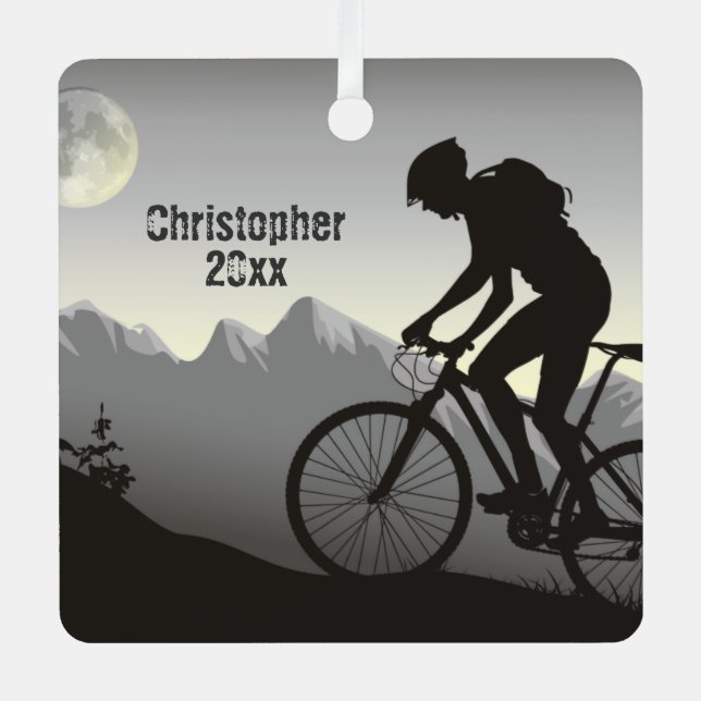 Ornement En Métal Pleine lune VTT personnalisée Noël (Recto)
