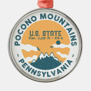 Ornement En Métal Poconos Mountains Pennsylvania Bear Hiking Sunset
