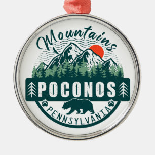 Ornement En Métal Poconos Mounts Pennsylvanie Randonnée ours coucher