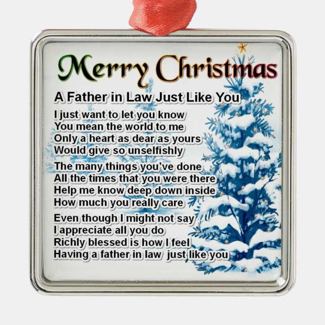 Ornement En Métal Poème de beau-père - conception de Noël (Devant)