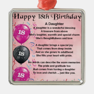 Ornement En Métal Poème de fille - 18ème anniversaire