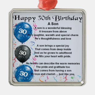 Ornement En Métal Poème de fils - 30ème conception d'anniversaire