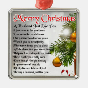 Ornement En Métal Poème de mari - conception de Noël