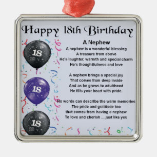 Ornement En Métal Poème de Nephew - 18ème anniversaire