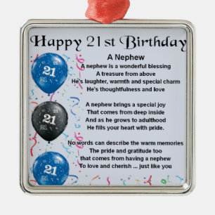 Ornement En Métal Poème de neveu - 21ème anniversaire