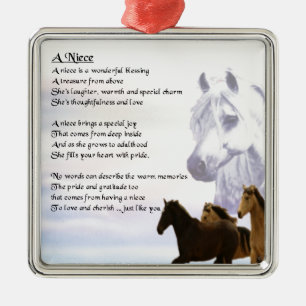 Ornement En Métal Poème de nièce - chevaux