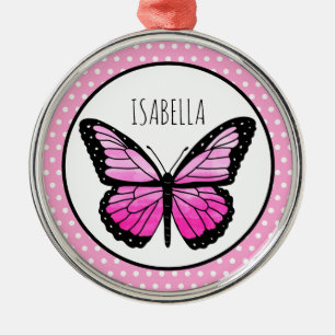 Ornement En Métal Point Polka Magenta Butterfly Personnalisé