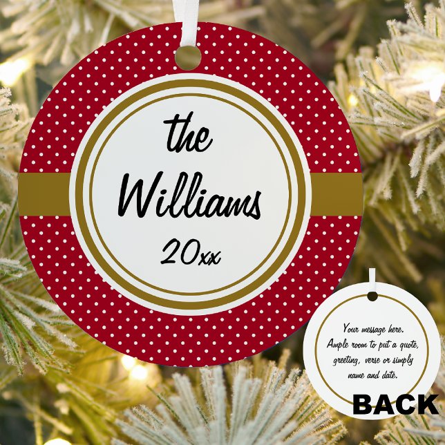 Ornement En Métal Points suisses rouges et blancs, or, ronds (Créateur téléchargé)