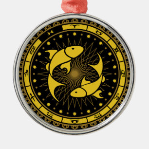 Ornement En Métal Poissons - Signe Zodiaque - Symbole - Horoscope