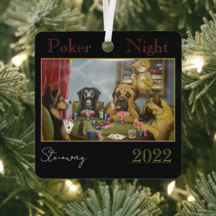 Ornement En Métal Poker Playing Dogs
