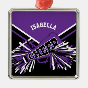 Ornement En Métal 📣 pom-pom girl 💖 - violet, noir et blanc