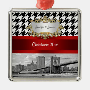 Ornement En Métal Pont de Brooklyn à carreaux Noël