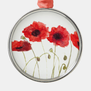 Ornement En Métal Poppies floral rouge fleur pavot nature aquarelle