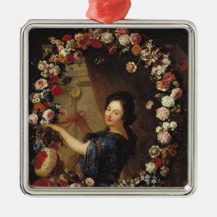 Ornement En Métal Portrait d'une femme entourée par des fleurs