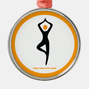 Ornement En Métal Pose de yoga noir, orange personnalisé