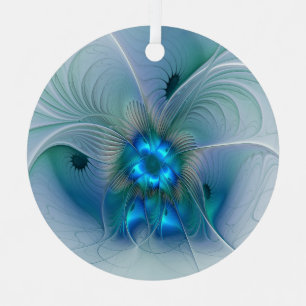 Ornement En Métal Position, Abstrait bleu turquoise fractal