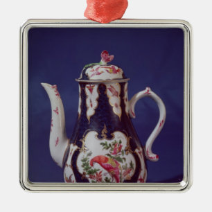 Ornement En Métal Pot de café de Worcester, décoré des oiseaux
