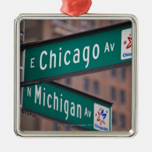 Ornement En Métal Poteaux indicateurs d'avenue de Chicago et du