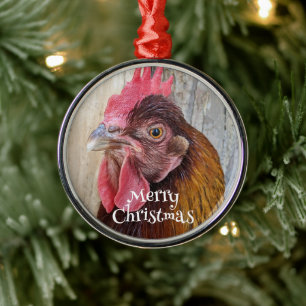 Ornement En Métal Poule Rouge Photo de Noël