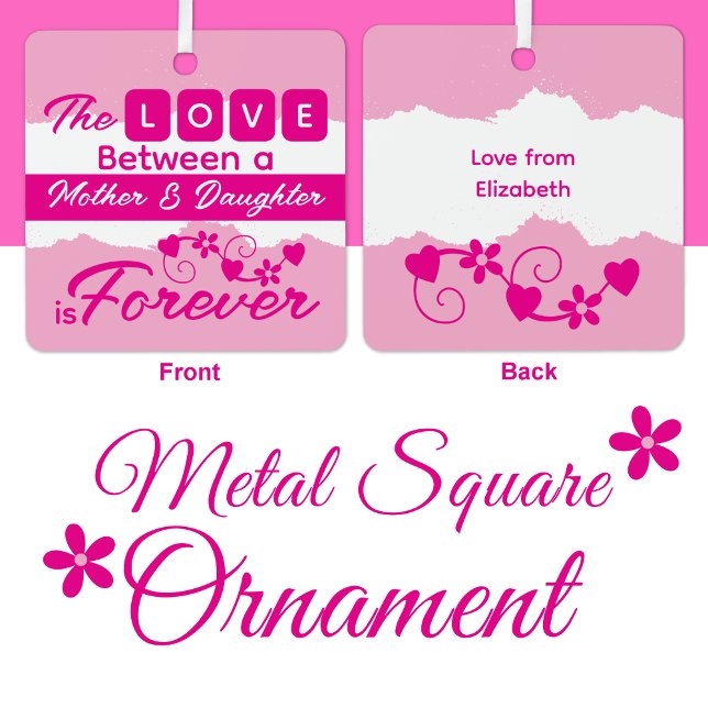 Ornement En Métal Pour maman mère et fille éternellement rose (Créateur téléchargé)