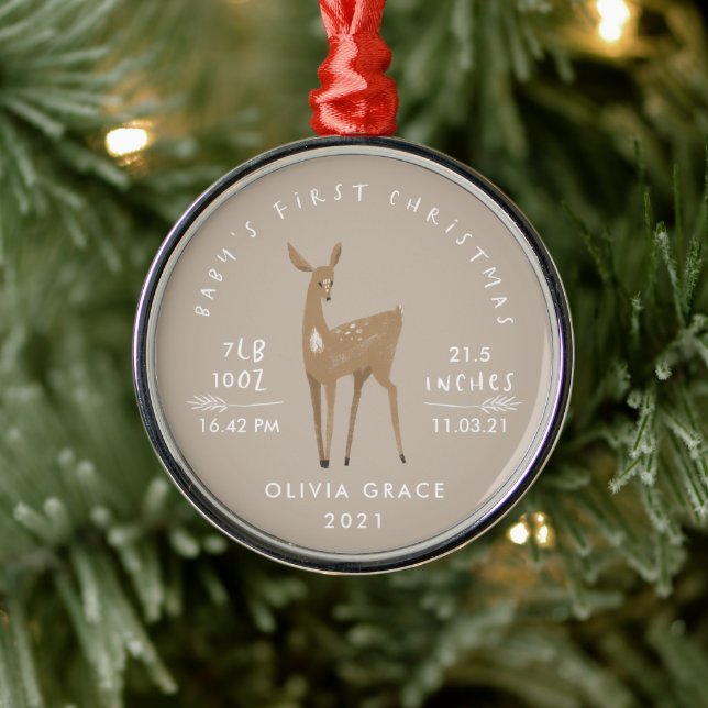 Ornement En Métal Premier Noël bébé détails cerf (Arbre)