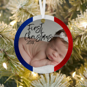 Ornement En Métal Premier Noël de bébé français 