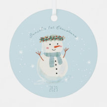 Premier Noël de Noël mignon bonhomme de neige et f