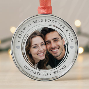 Ornement En Métal Premier Noël en amour Couple Photo sentimentale