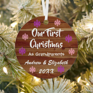 Ornement En Métal Premier Noël En Grand-Parents Russe